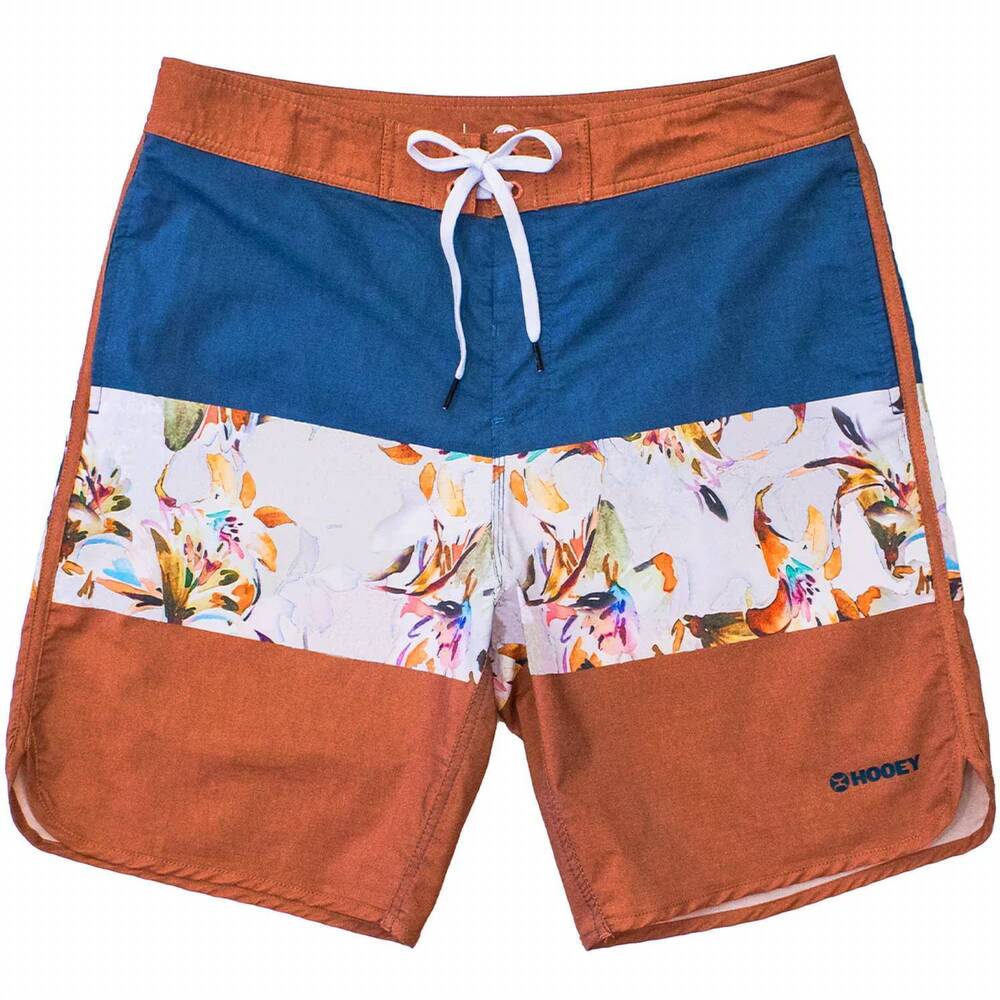 NEW HOOEY youth classic board shorts in floral orange blue
